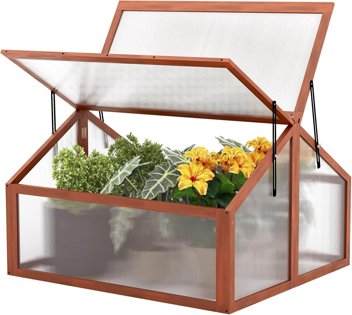 Giantex Garden Portable Wooden Cold Frame Greenhouse Raised Flower Planter Protection (35.4"X31.3"X23.0")
