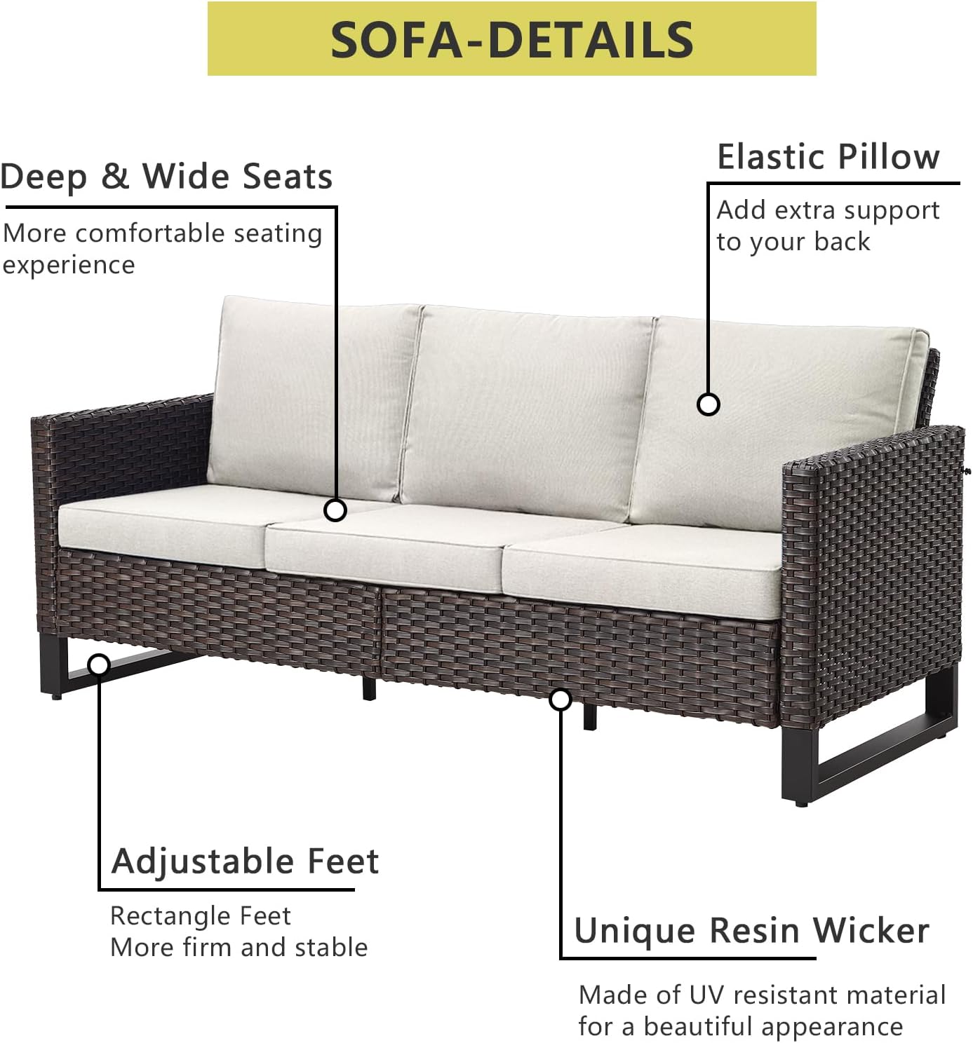 HUMMUH 9 Piece Patio Furniture Set PE Wicker Outdoor Sectional Sofa and Patio Swivel Chairs Outdoor Chairs Storage Box Ottomans for Porch,Garden,Backyard,Deck(Brown/Beige)