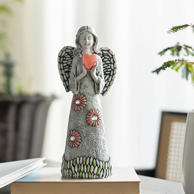 Solar Angel Statue - Garden Sculpture with Resin Decor for Patio, Lawn, Yard, Porch - Housewarming Gift, 10.03"