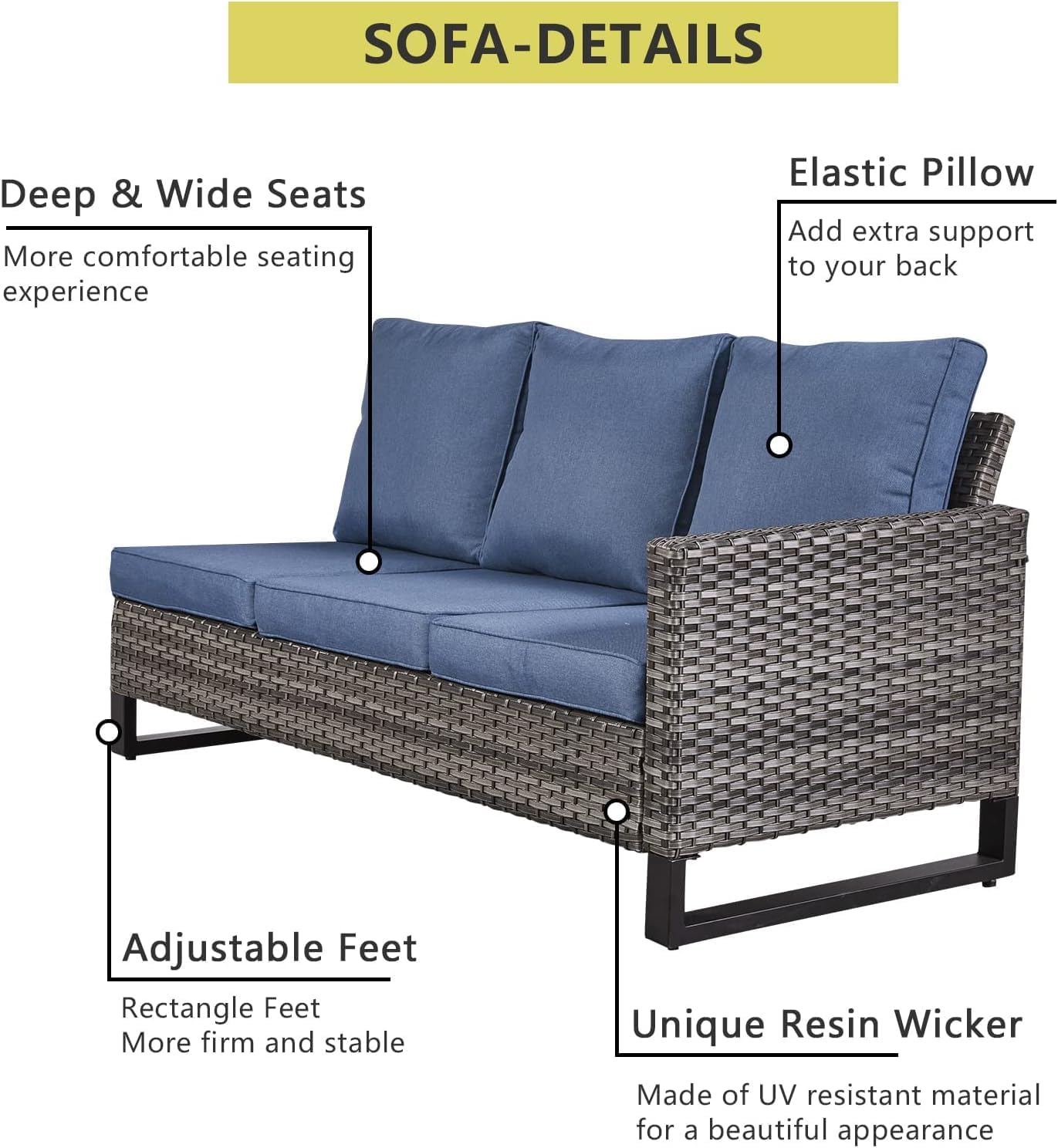 HUMMUH Patio Furniture 10 Piece PE Wicker 6-Seater Outdoor Sectional Sofa Patio Swivel Chairs Outdoor Chairs with Tables for Porch,Garden,Backyard,Deck