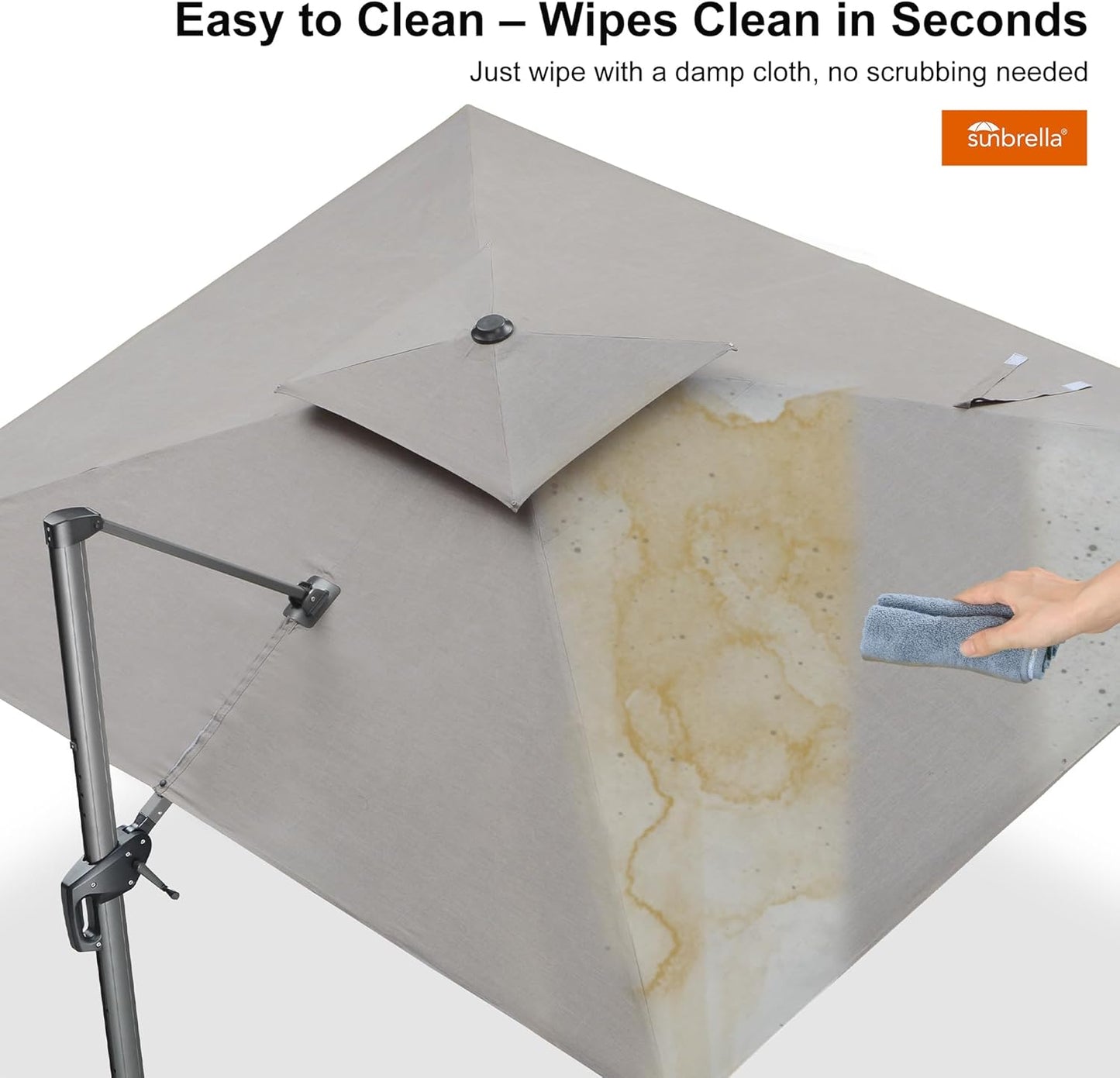 PURPLE LEAF Cantilever Umbrella 9' X 12' Outdoor Double Top Deluxe Rectangle Patio Offset Hanging Umbrella Outdoor for Garden Pool Backyard Cast Ash