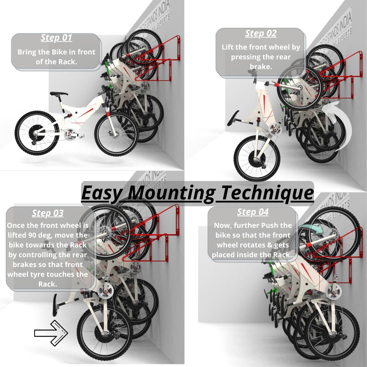 Bike Wall Mount Vertical Bike Hanger for Home Space Saving Rack Storage Mount for Garage or Home Bicycle Holder for Mountain Bikes Road Bikes Holds up to 77lbs Red,Pack of 2