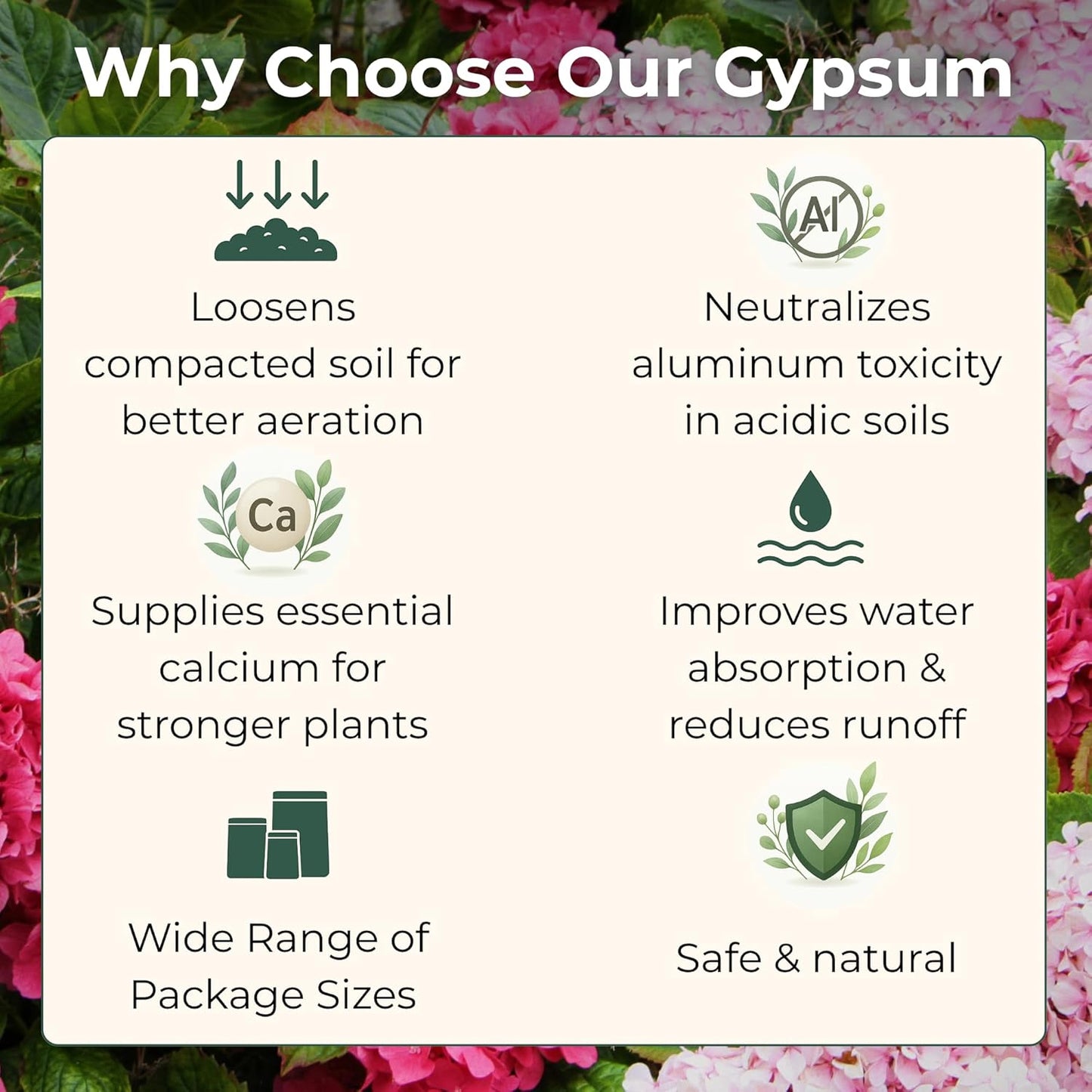 Gypsum for Soil - Calcium for Plants - Gypsum Fertilizer for Gardening, Lawn & Vegetables - Calcium for Garden (8 oz - 0.5 lb.)