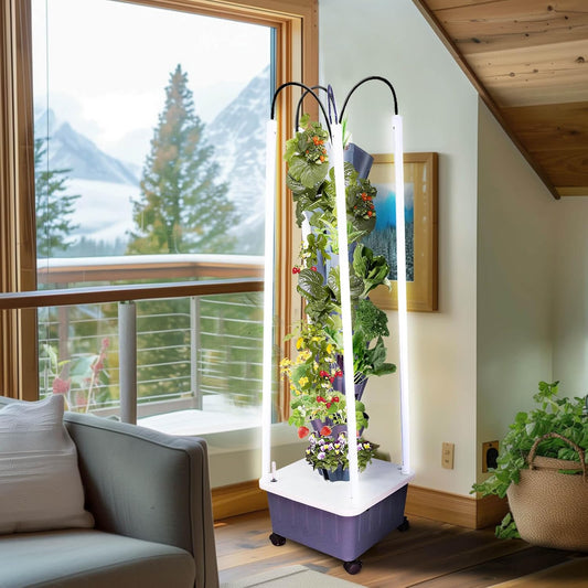 Hydroponic Growing System with Grow Lights, Indoor Gardening System, Grow Plant Food at Home with 40 Pieces at a time for Fruits, Vegetables, Herbs, and Miniature Greens (No Seedlings Included)