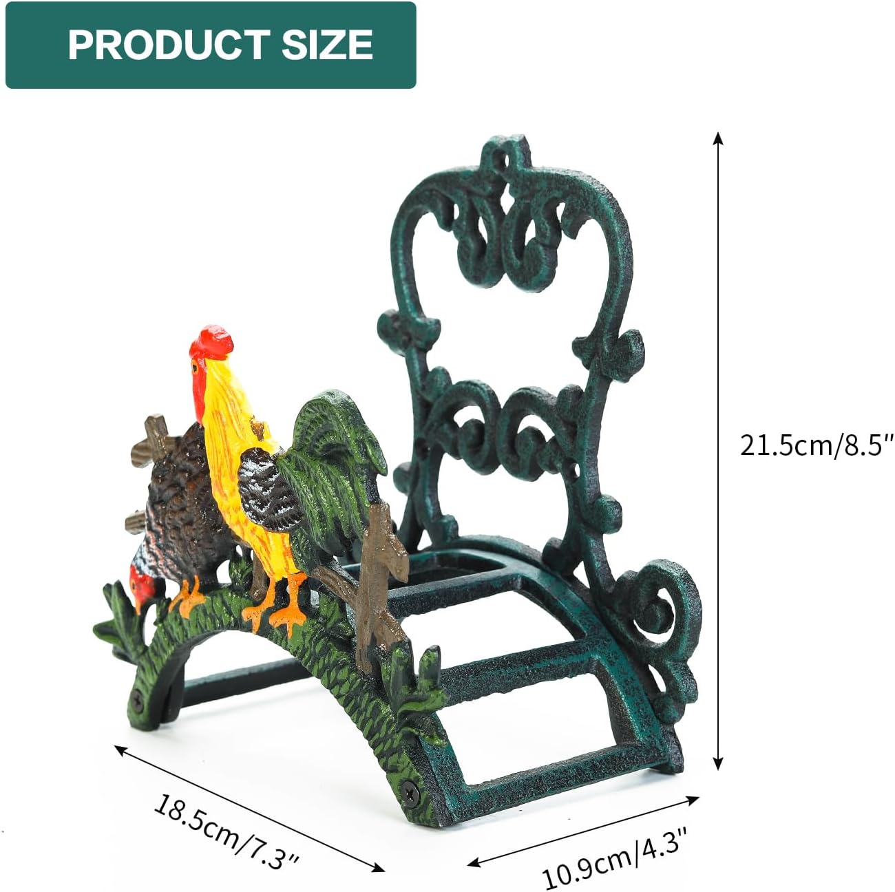 Sungmor Heavy Duty Cast Iron Hose Holder, Garden & Yard Decorative Cocks Wall Mounted Hose Butler, Water Pipe Holds, Rack, Hanger, Antique Wall Decorations