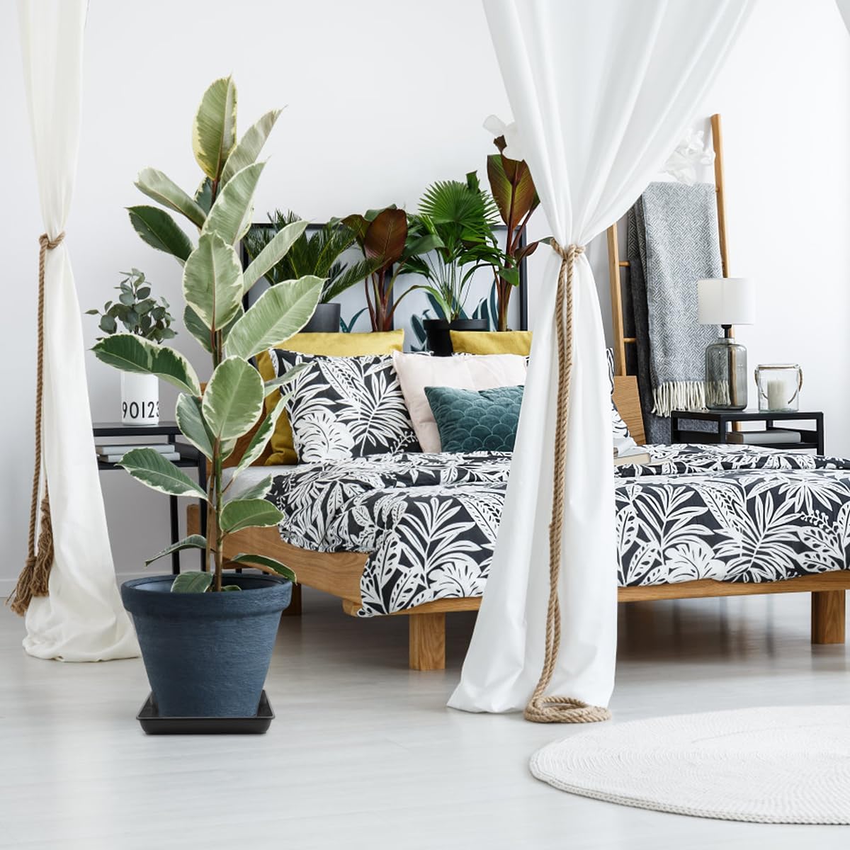 WAYNHUI Squared Plant Saucer 6/8/10/12/14/16/18/20inches Square Plastic Basin Tray Large/Small Water Receiving Tray (Black 10inch 5pack)