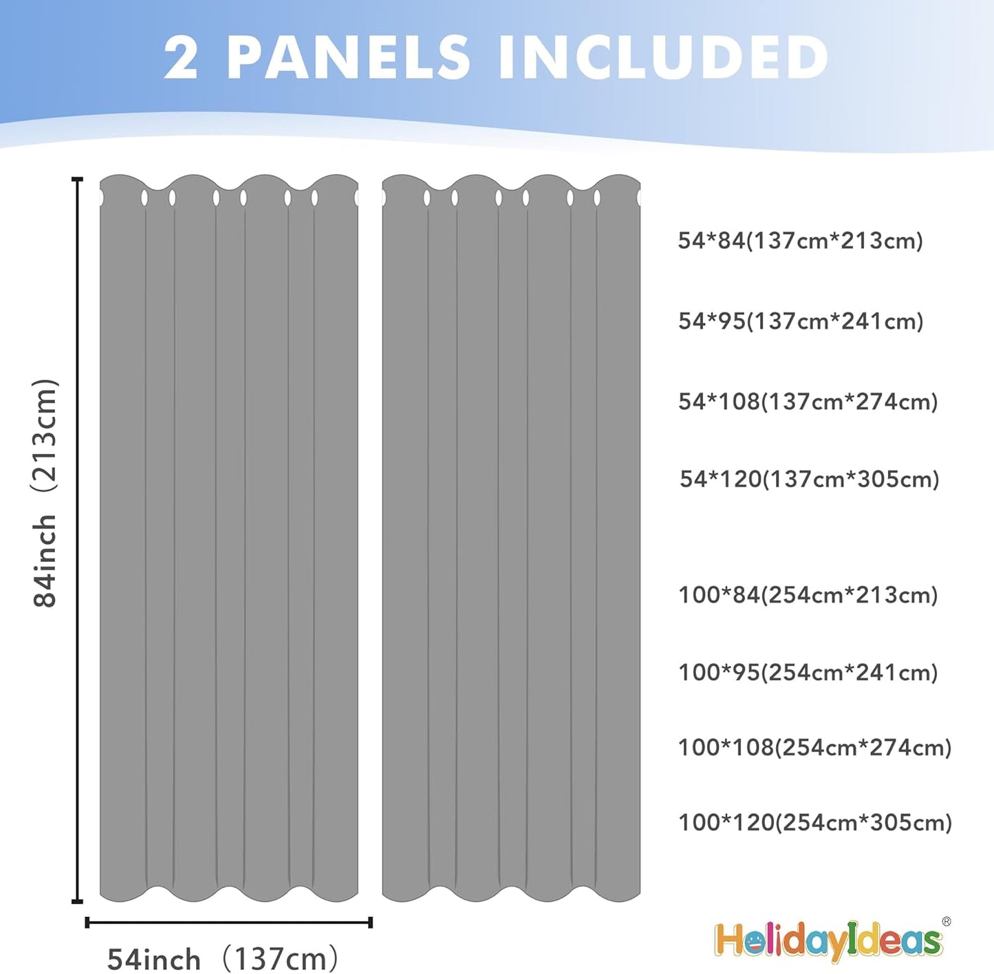 HolidayIdeas Outdoor Sheer Curtains for Patio Waterproof, 2 Panels - 54 x 84 Inch - Grey Light Filtering Voile Outside Curtains Grommet Drapes for Front Porch, Gazebo, Pergola, Backyard