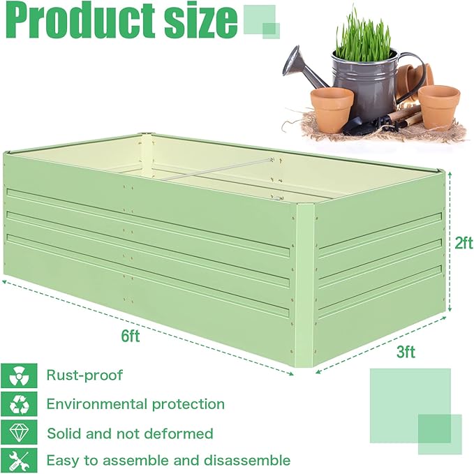 SnugNiture Galvanized Raised Garden Bed 6x3x2FT Outdoor Large Metal Planter Box Steel Kit for Planting Vegetables, Flowers