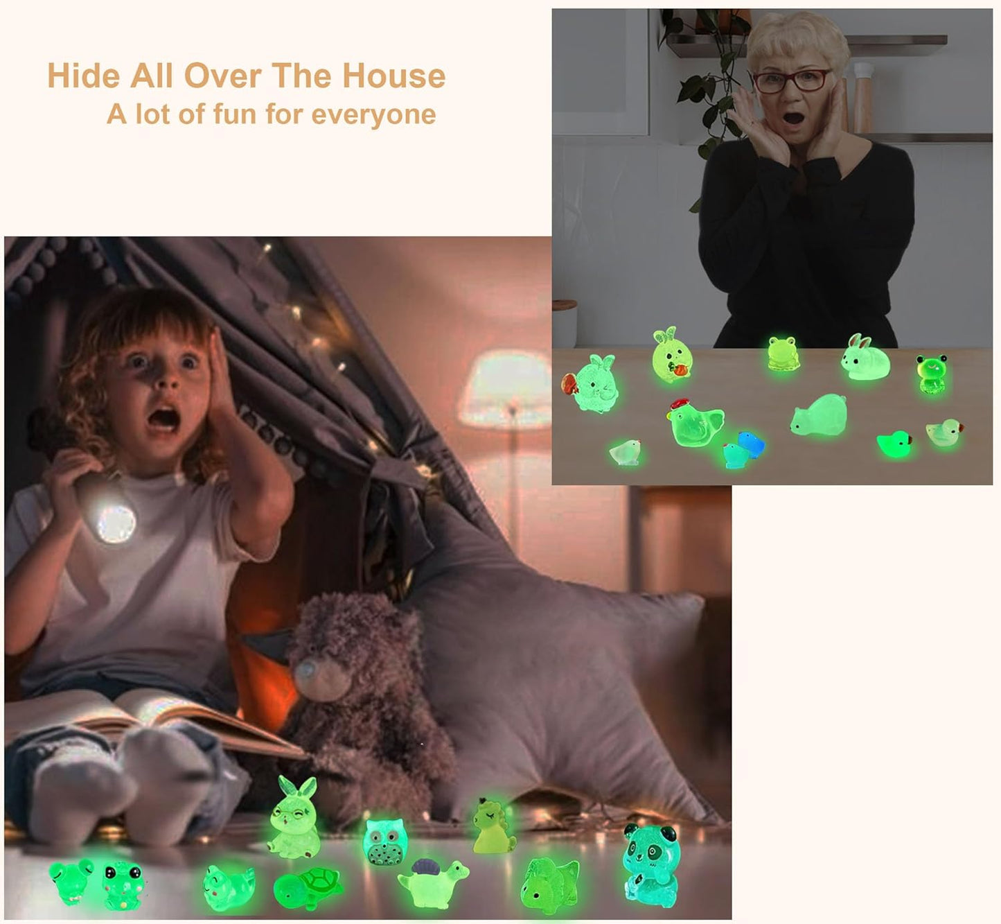 100 Pcs Luminous Mini Resin Animals Tiny Resin Animals Bulk, Glow in The Dark to Hide Around The Office Home, for Garden Miniatures Fairy Garden Accessories Crafts Micro Landscape Decor