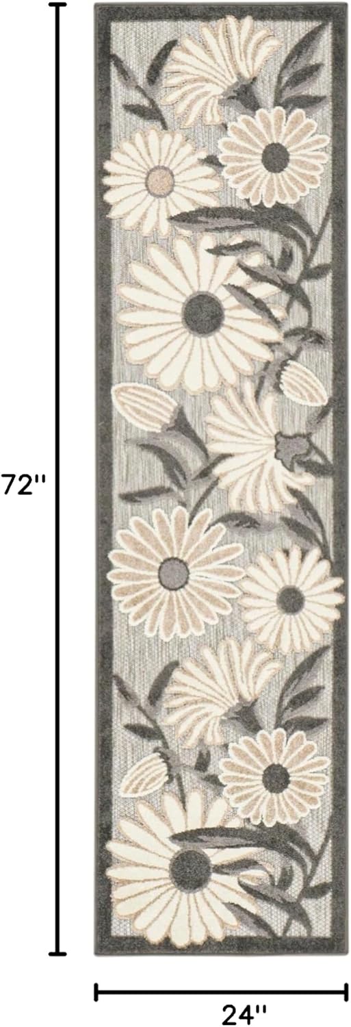 Nourison Home Aloha Beige 2' x 6' Area Rug Easy Clean, Non Shedding, Bed Room, Living Room, Dining Room, Kitchen (6' Runner)