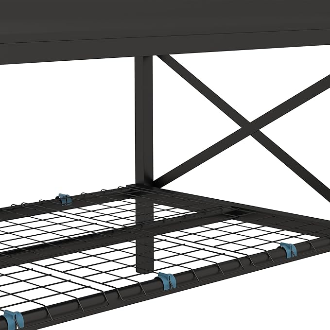 Outsunny Raised Garden Bed with Galvanized Steel Frame, Storage Shelf and Bed Liner, Elevated Planter Box with Legs for Vegetables, Flowers, Herbs, Black