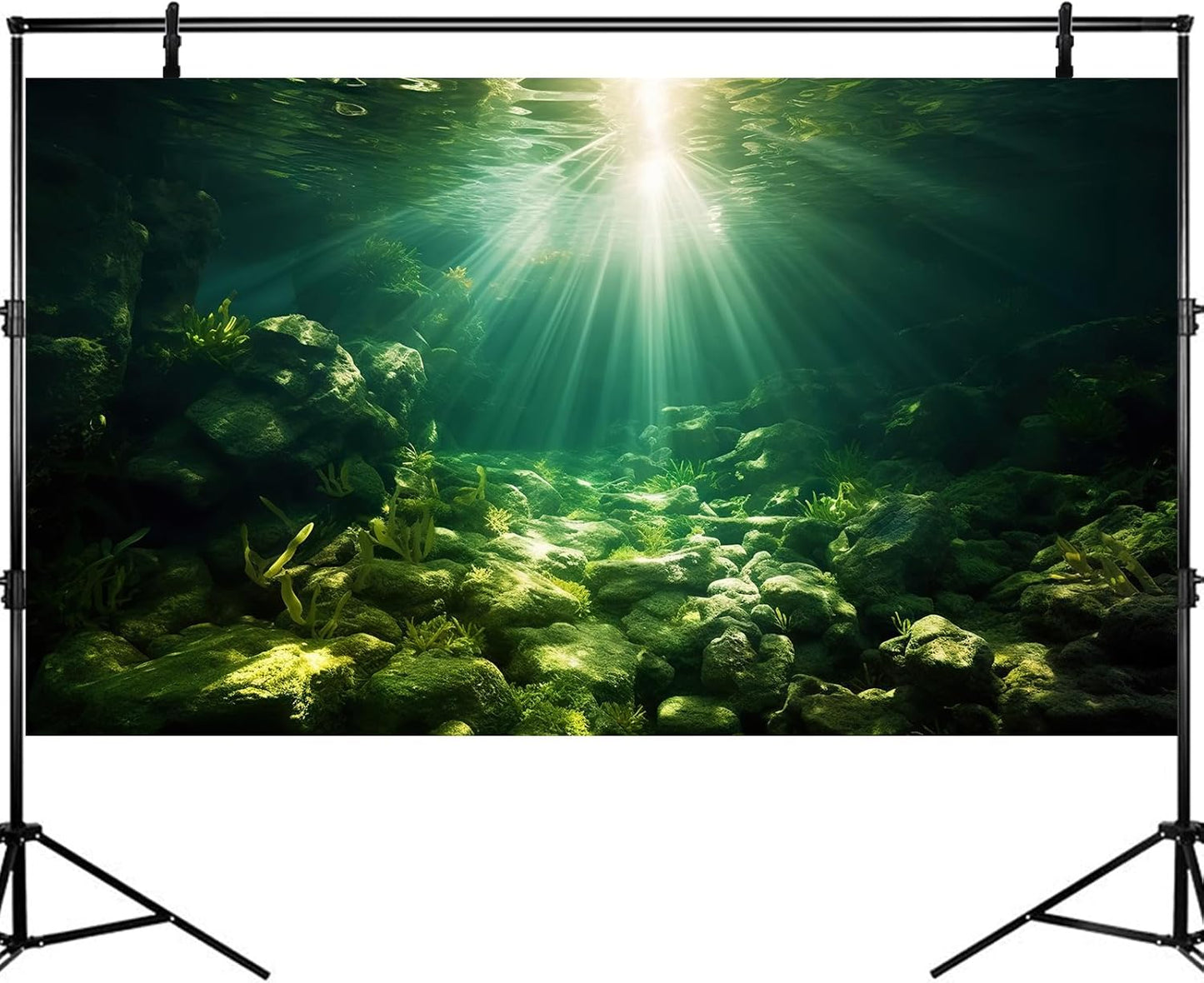 Underwater Sunray Aquarium Background Deep Ocean Rock Cave Fish Tank Background Under The Sea Coral Reef Aquarium Backgrounds Ocean Floor Tropical Fish Terrarium Backgrounds 72x16in