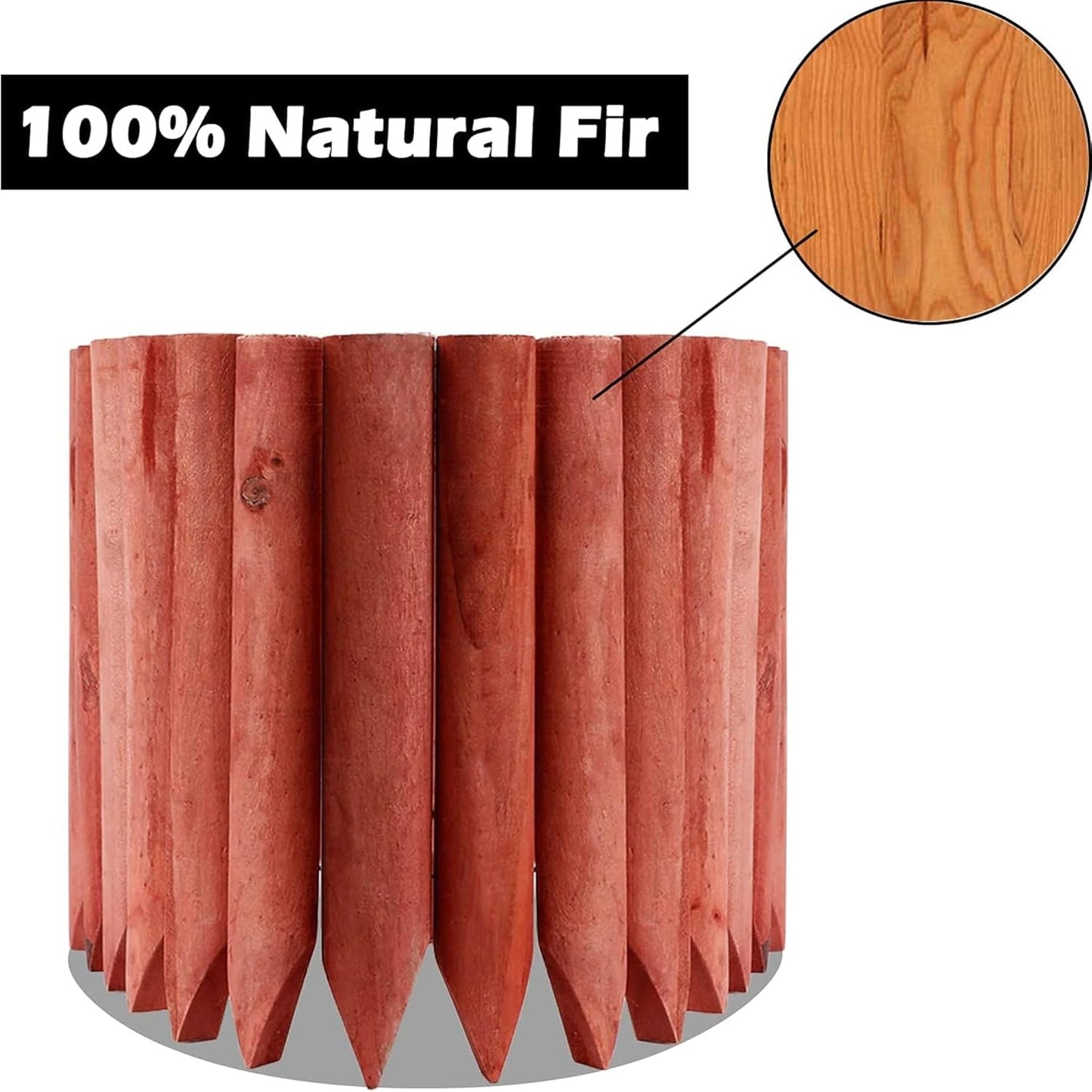 Worth Garden 3.5 Ft Wooden Short Fence Outdoor Landscape Edging Flexible Decorative Border - Tree Fence - Spring Garden & Yard Maintenance - 11.8'' H x 42'' L - (11.8'', Red) - K624A04