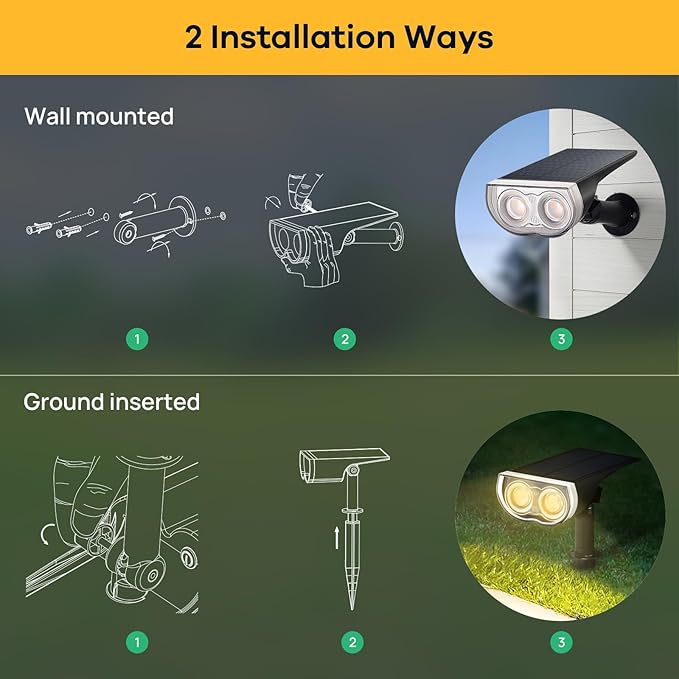 Linkind StarRayS Solar Lights Outdoor, 350LM Solar Spot Lights Outdoor, IP67 Waterproof Solar Lights for Garden, Yard, Landscape and Walkway, Warm White, 6 Pack