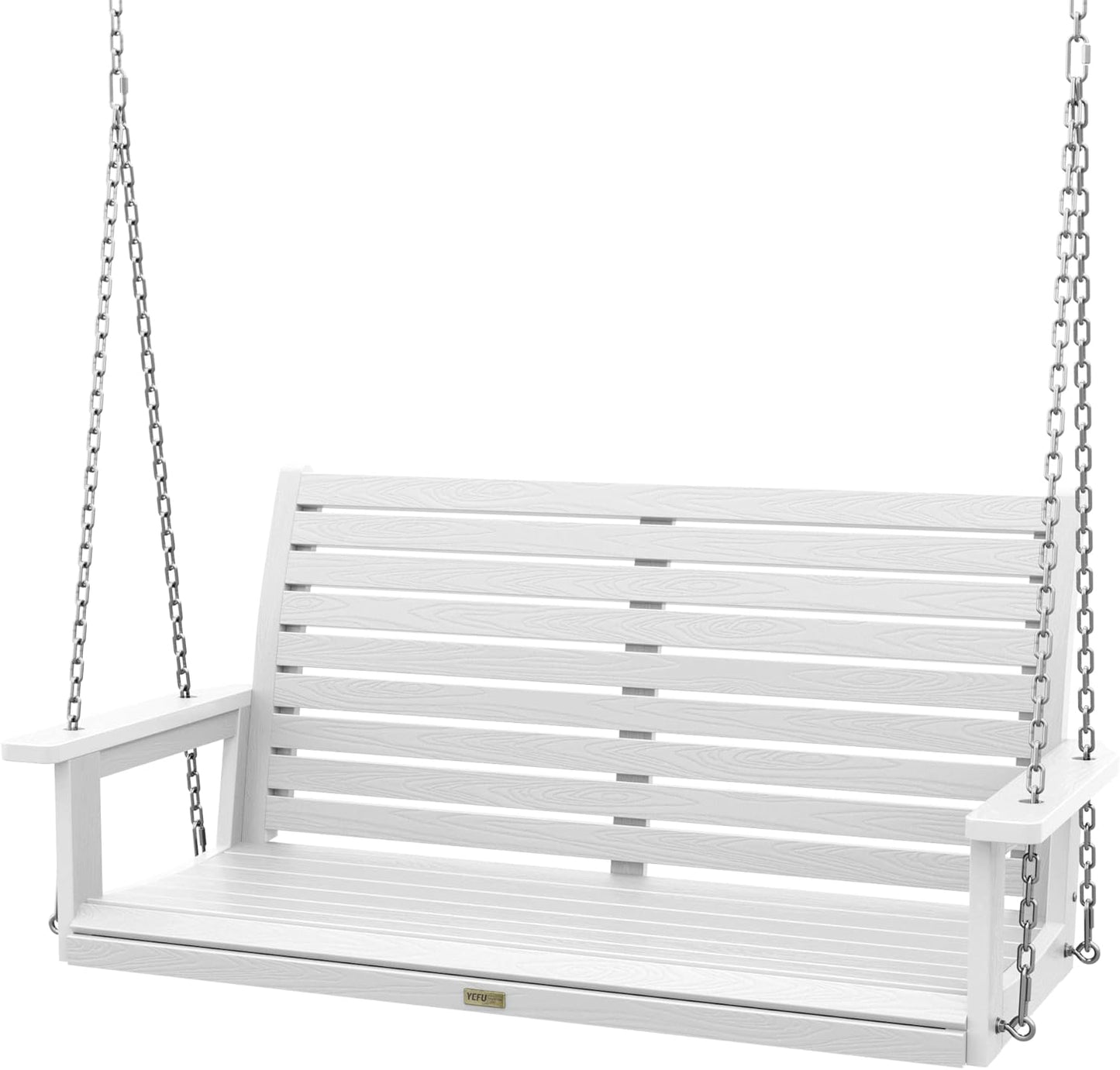 YEFU Porch Swing, 2-Seat Outdoor Swing, Waterproof Hanging Porch Swings Chair, Weather Resistance Patio Swings,for Garden and Backyard,Composite Material,660LBS Weight Capacity,4FT,White