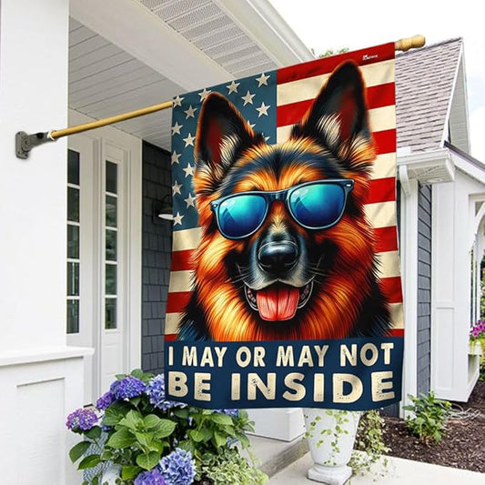 American Flag-Funny German Shepherd Dog American Flag TQN2748F, House Flag (29.5" x 39.5")-USA Flags Premium Polyester-Decorative Indoor Outdoor Flag