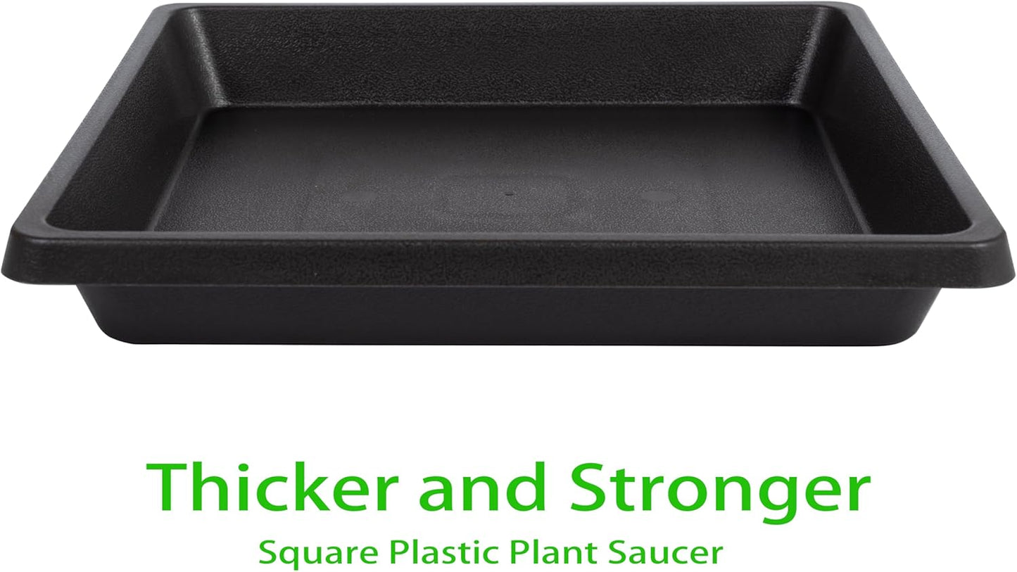 Square Plant Saucer 6 Inch 4 Pack 8 10 12 14 16 18 20 inch Plant Drip Trays, Plant Trays for Pots, Plant Saucers for Indoors and Outdoors, Durable No Holes, Water Catcher Tray for Flower pots