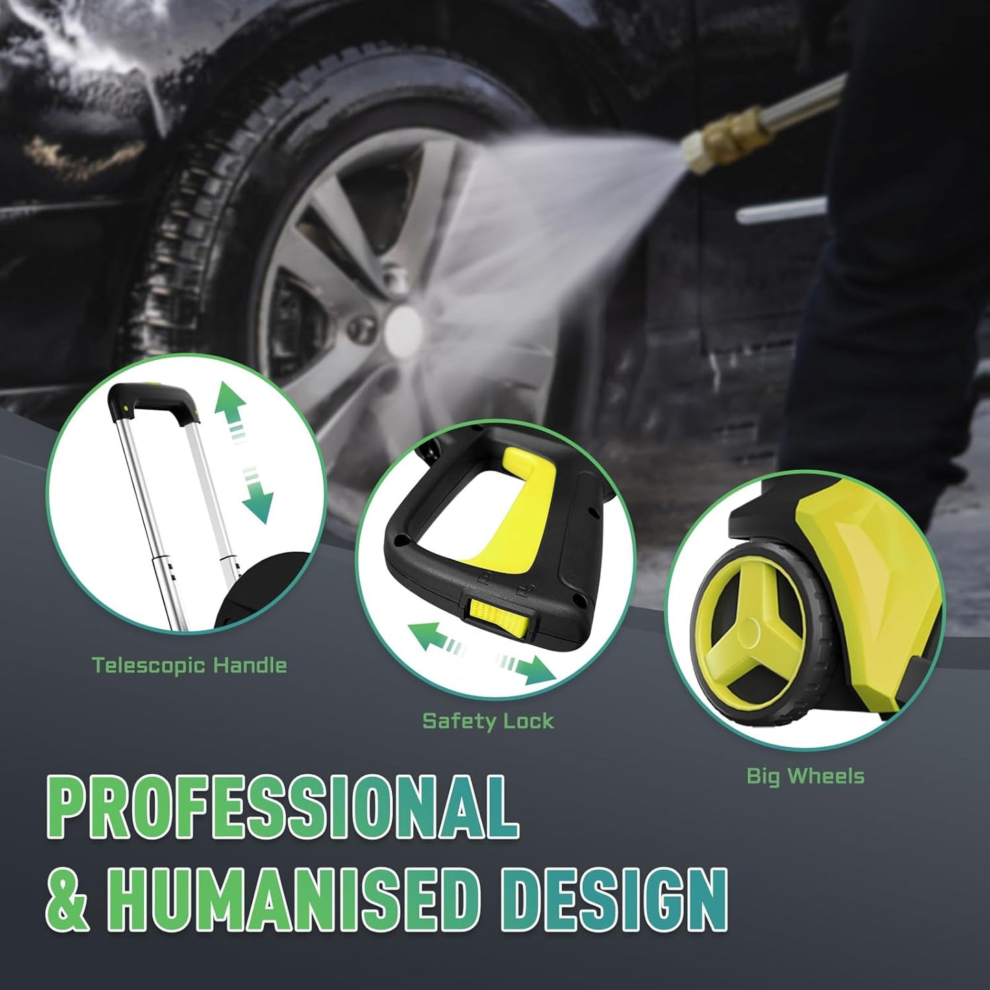 Pressure Washer with 4 Quick Connect Nozzles,Inlet Hose & Filter, Foam Cannon for Cars/Fences/Driveways Cleaning