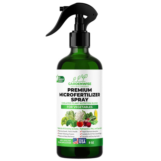 Premium Microfertilizer Foliar Spray - Chelated Plant Nutrition Blend with Chelated Iron for Vegetables. Perfect for Hydroponics, Pots, and Open Soil. Ready to Use (8 OZ)