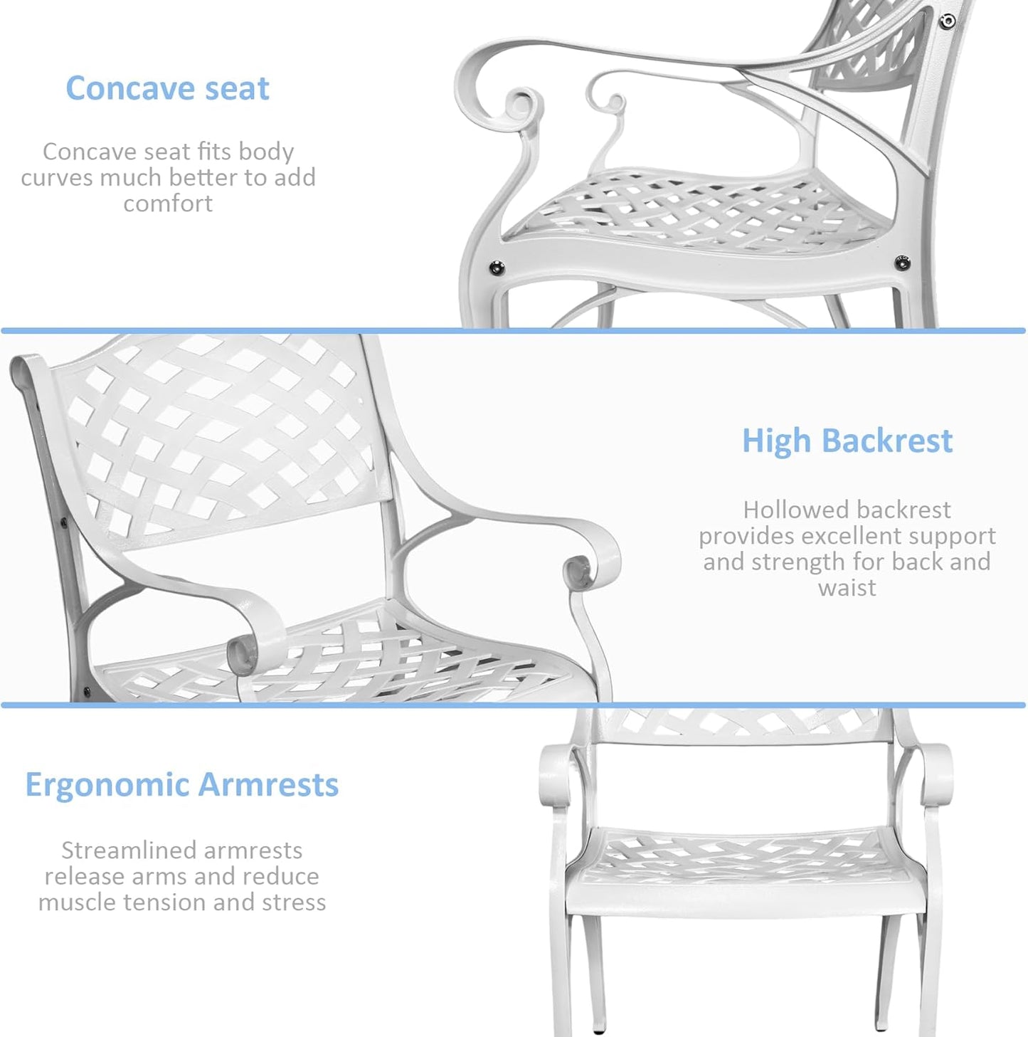 Outdoor Bistro Set 3 Piece, All Weather Bistro Table and Chairs Set, Cast Aluminum Patio Bistro Sets with 2.36" Umbrella Hole, Patio Furniture Set for Garden Porch