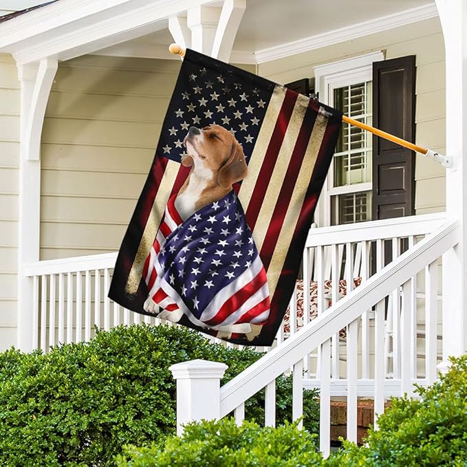 FLAGWIX Beagle Flag - Outdoor Beagle Decorations, 29.5" x 39.5" House Flag For Porch, Patio, Wall Decor, Heavy-duty Canvas American with Beagle Garden Home Décor Double Sided