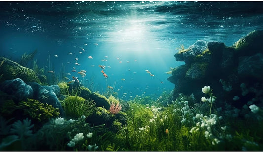 Underwater Aquarium Background Under The Sea Fish Tank Background Ocean Floor Green Aquatic Plants Aquarium Backgrounds Deep Sea Sunray Tropical Fish Aquarium Tank Backgrounds 48x18in