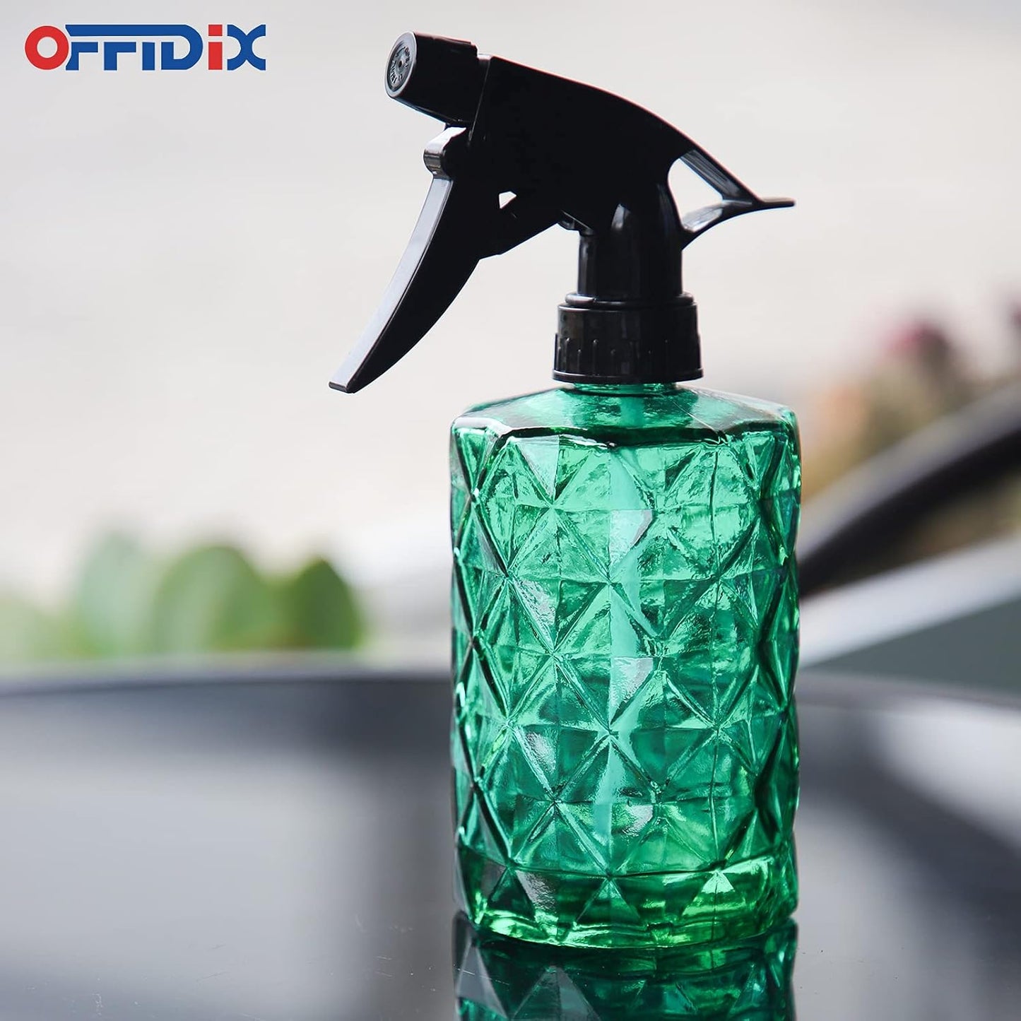 OFFIDIX Fine Mist Plant Mister, Handheld Pressure Glass Spray Bottles, 0.35L/11.8oz Watering Can with Adjustable Nozzle for Outdoor Indoor Gardening and Cleaning Work (Green)