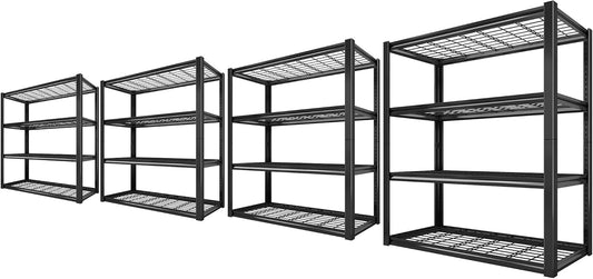 REIBII 40" W Garage Shelving 2240 LBS Storage Shelves Adjustable Heavy Duty Shelving 4 Tier Metal Shelves for Storage 59.5"H Metal Shelf for Pantry Basement Warehouse 40"W × 19.5"D × 59.5"H, 4 Pack