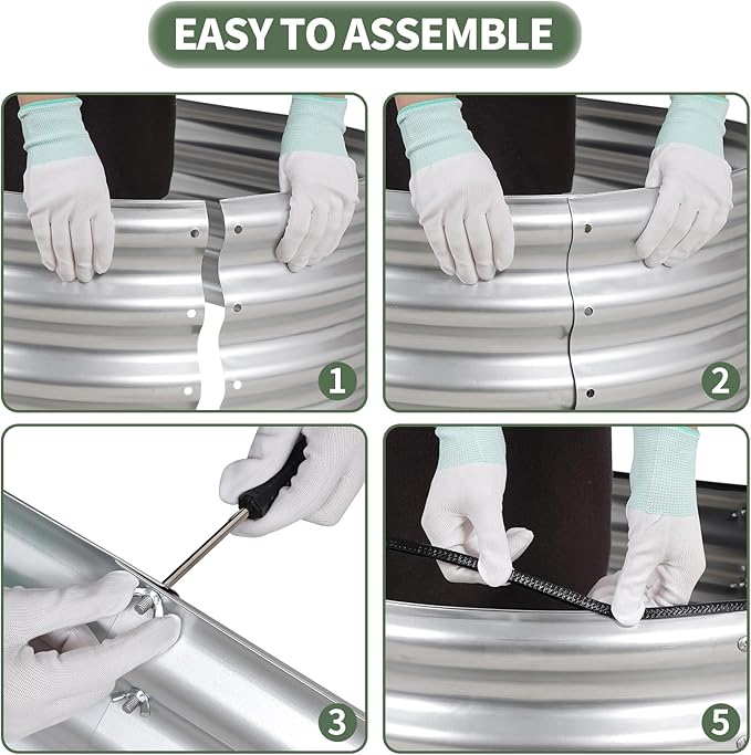 1MORE Galvanized Raised Garden Bed- Planter Garden Boxes Outdoor, Raised Beds for Gardening, 4x2x1ft Metal Garden Bed Kit for Vegetables Flower, Planter Raised Bed with Protective Tape & Tools.Silver