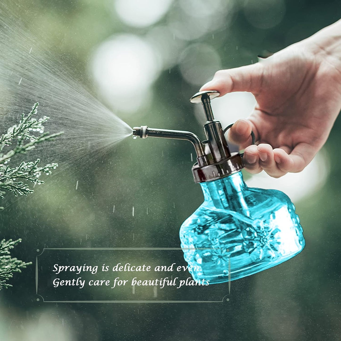 XXXFLOWER Glass Plant Mister Spray Bottle for Indoor Plant Spritzer Succulent Watering Bottle Tall Vintage Style with Bronze Plastic Top Pump