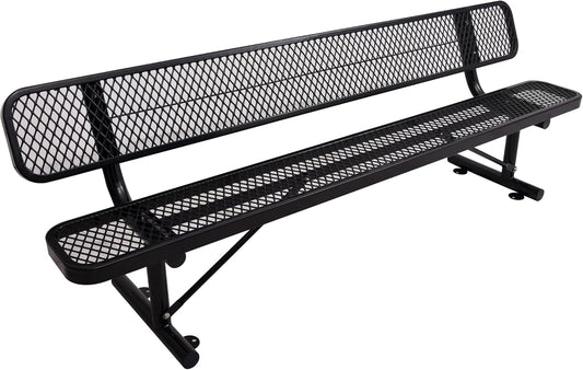 4/6/8 Feet Park Bench for Outside Heavy Duty Metal, Garden Benches Outdoor Bench with Backrest & Portable Frame, for Shopping Malls Stores Parks Patios Decks, Black