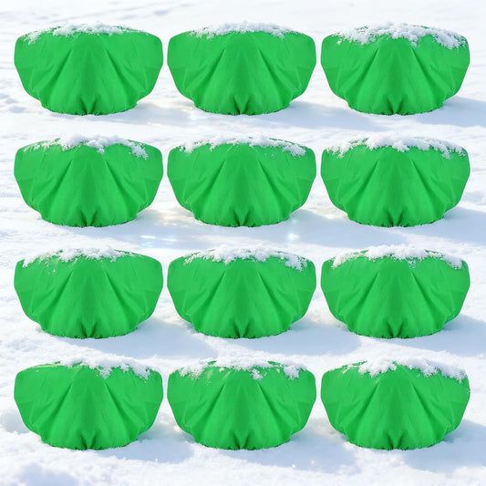 ANPHSIN 12 Pcs Plant Covers Freeze Protection - 19.6in x 39.3in Winter Shrub Plant Protection Bags, Frost Blankets Cloths with Drawstring for Outdoor Garden Rose Bush Plants, Green
