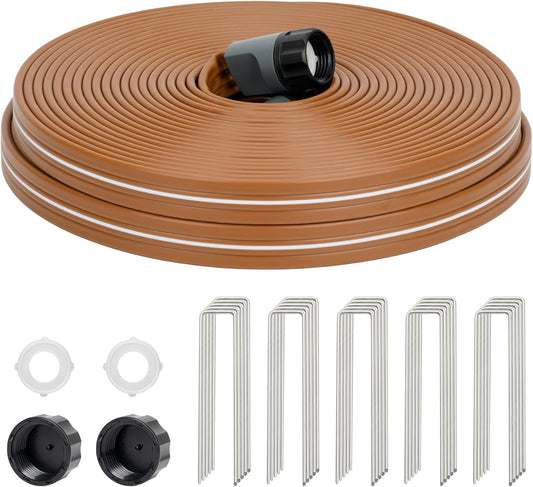 LINEX Sprinkler Soaker Hose 75 ft for Garden, Watering Hose with Holes, High-Efficiency Sprinklers System for Lawn and Garden with Staples