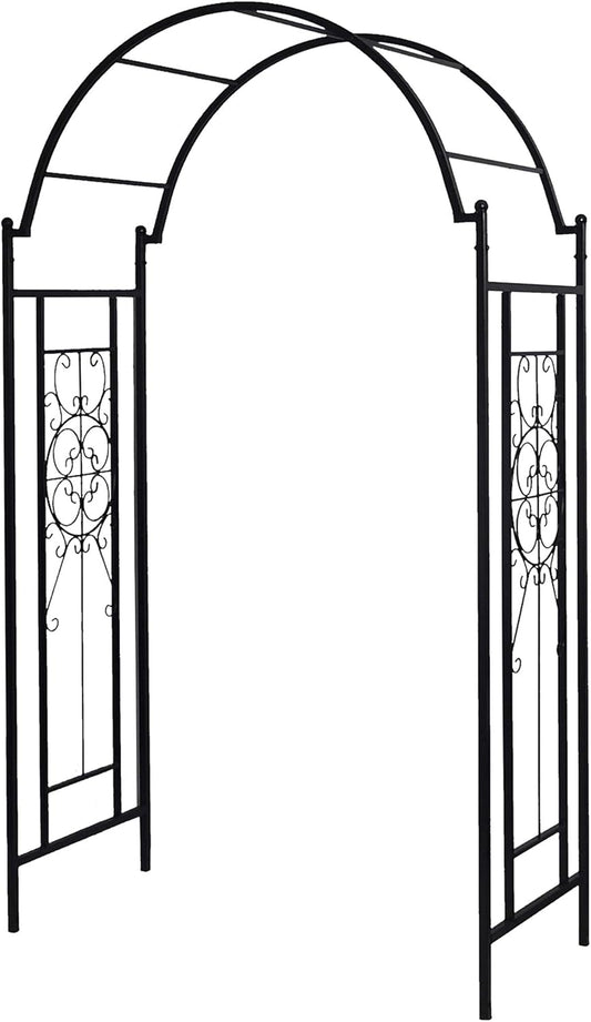 OUTOUR Garden Arch Arbor Arbour Trellis Archway for Climbing Plants Roses Vines Support Rack, Outdoor Garden Lawn Backyard Patio, Matte Black