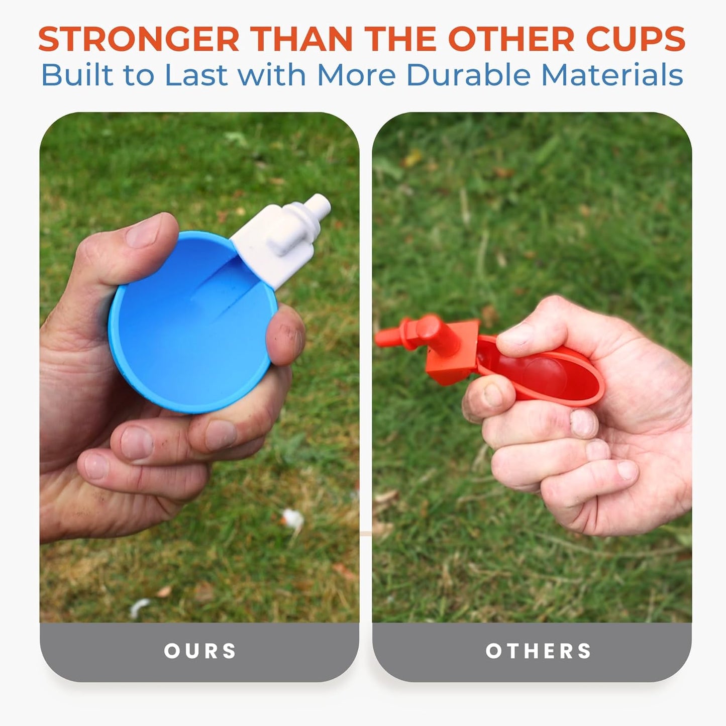 Lil Clucker - Blue Large Automatic Chicken Waterer Cups Suitable for Ducks, Geese, Turkeys, and Bunny Rabbit - Water Feeder Kit - Poultry Waterer - Pack of 5