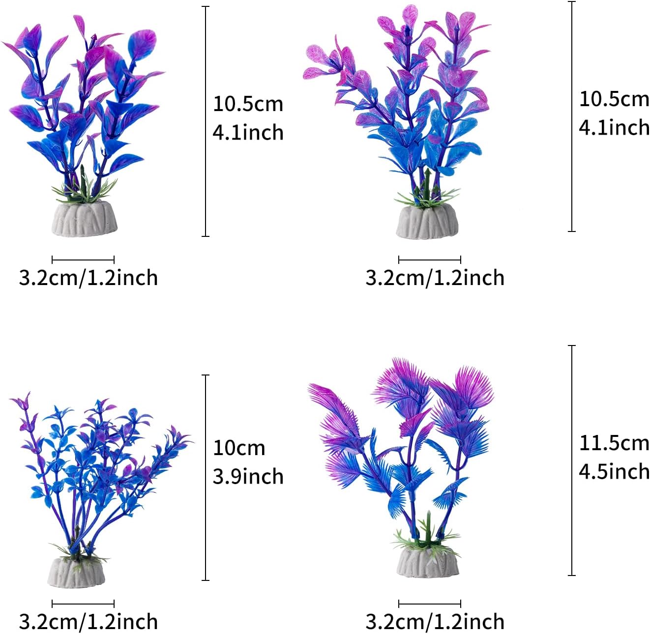 COMSUN 10 Pack Artificial Aquarium Plants, Small Size 4 inch Approximate Height Fish Tank Decorations Home Décor Plastic Purple