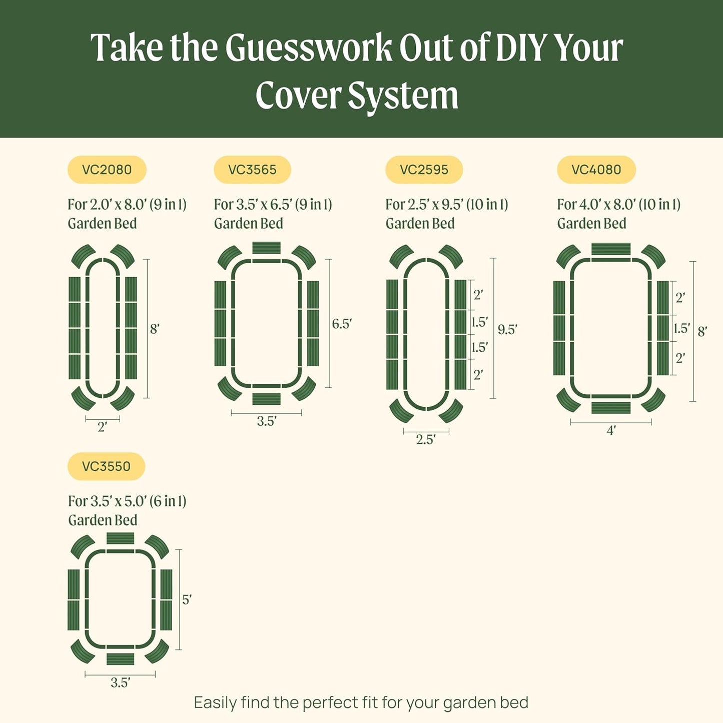 Vego garden Cover System for 2.0' x 3.5' Kids Garden Bed