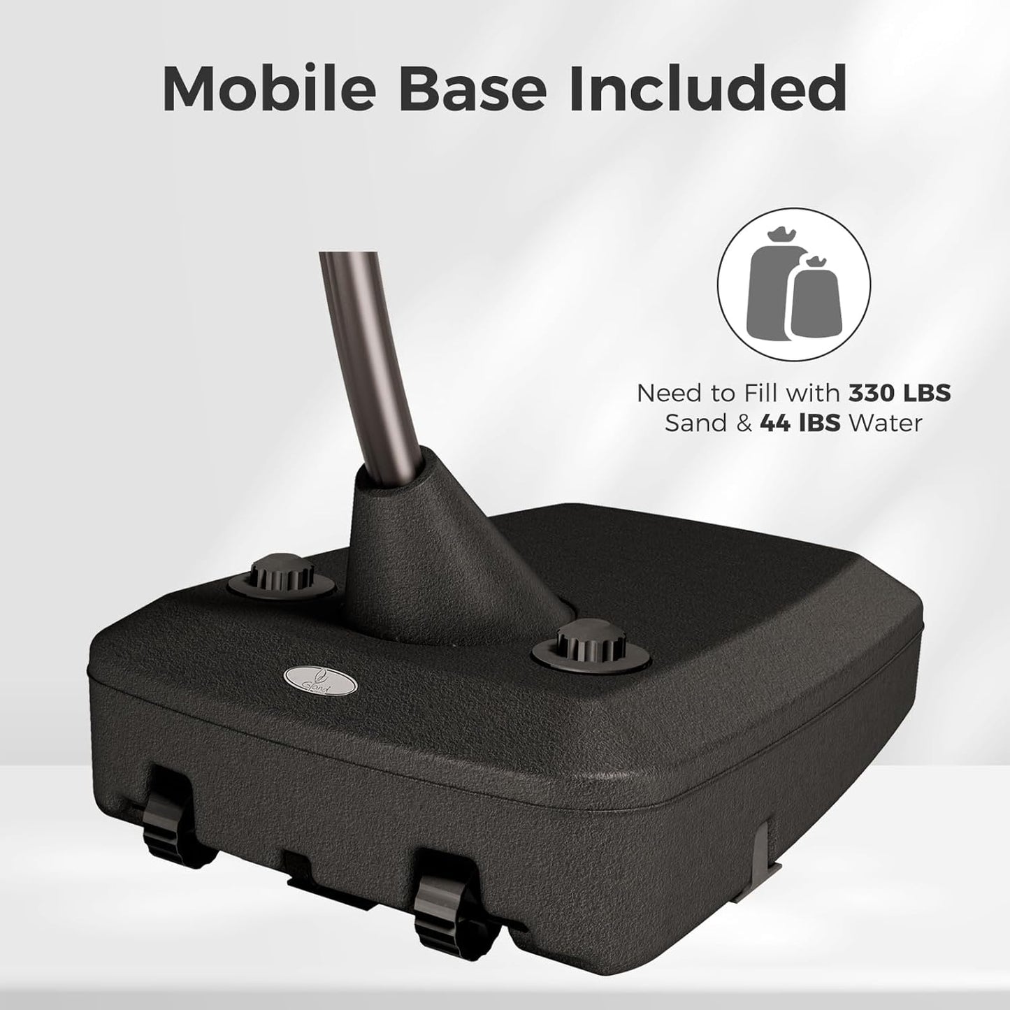 Grand patio 12 FT Sunbrella Cantilever Umbrella with Base Outdoor Aluminum Offset Umbrella with Tilt Adjustment (Granite, 12 FT-SUNBRELLA)