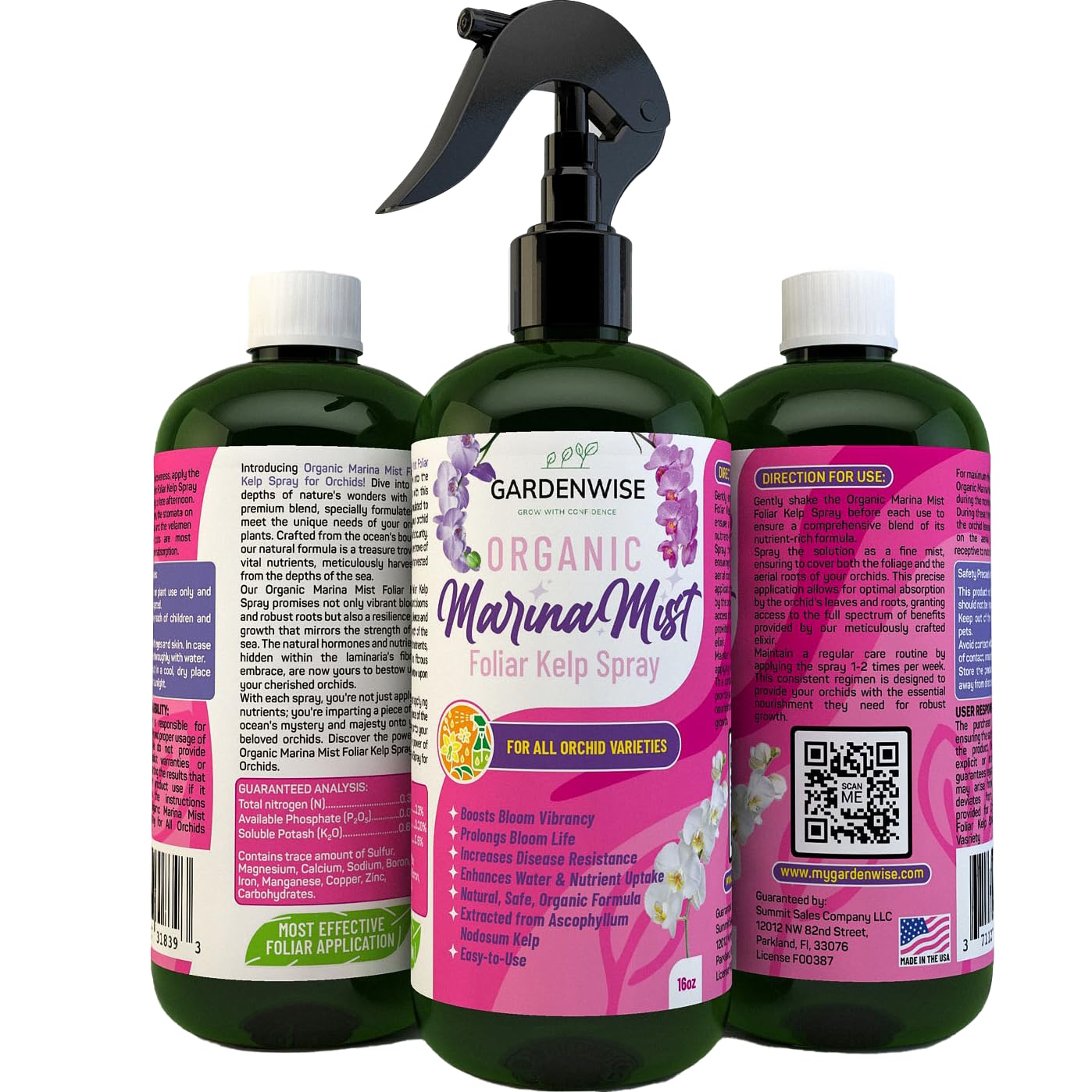 Marina Mist Orchid Fertilizer - Plant Food Mist - Liquid Seaweed Extract for Blooming - Orchid Care - Abono para Orquideas (8 oz)