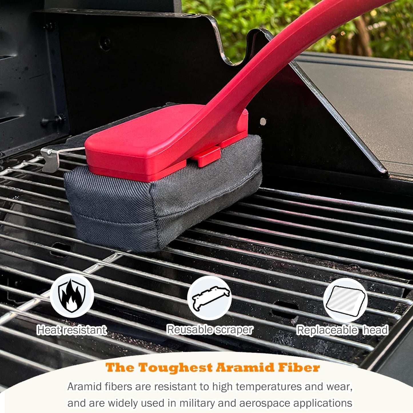 Grill Brush for Outdoor Grill, 18" Bristle Free Steam Grill Brush with SuS304 Stainless Steel Scraper, Grilling Accessories Fit for All Types Grill, Heat-Resistant & Easy to Clean, Black