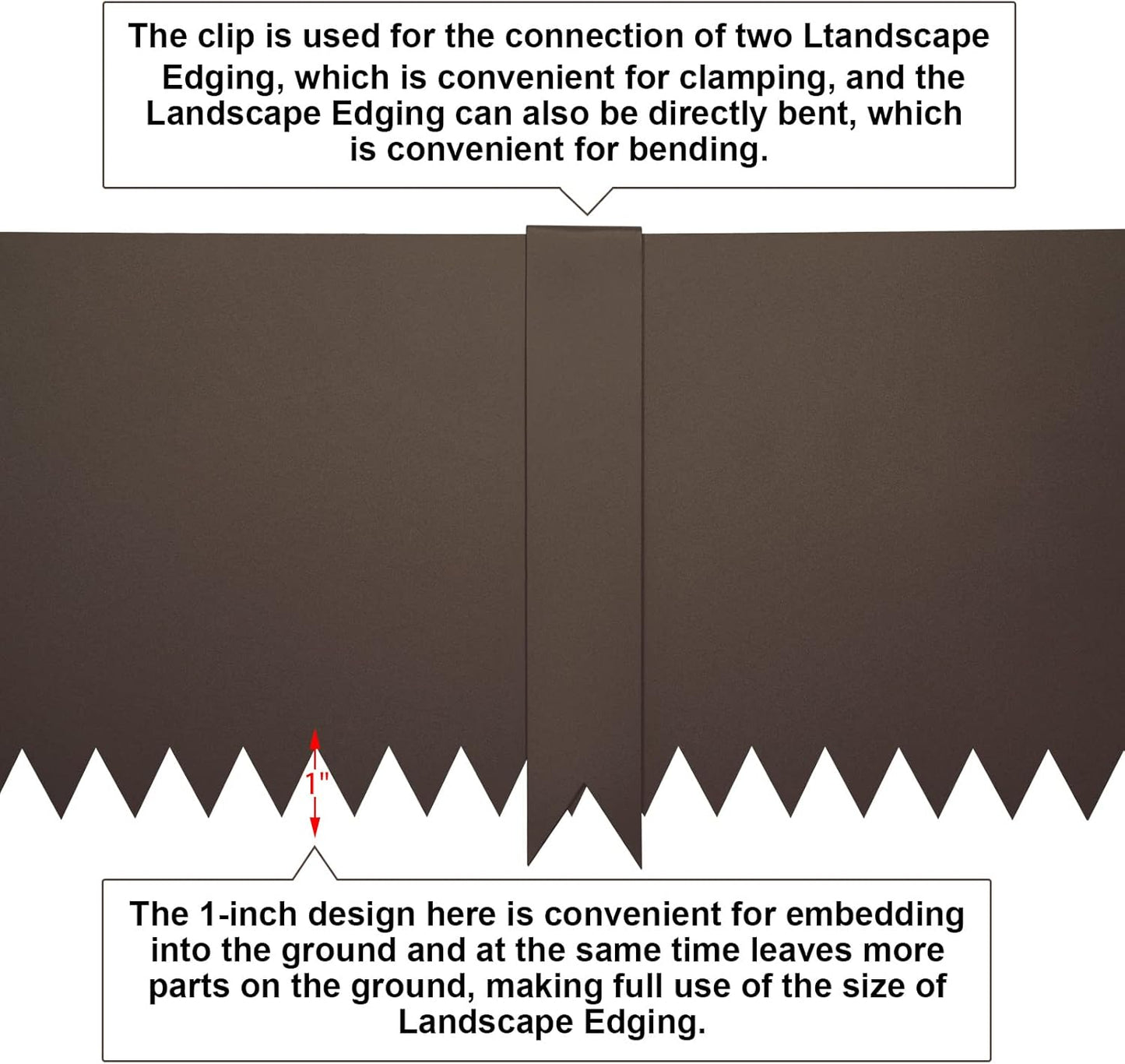 Steel Landscape Edging 40 Inch Strips, Steel Edging 4 Inch Depth, 6 Pack Hammer in Landscape Edging, Metal Landscape Edging, Metal Edging for Landscaping（Brown