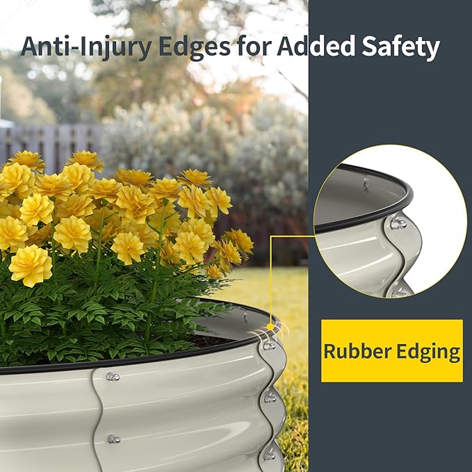 Kesfitt Raised Garden Bed Kit,Outdoor Galvanized Planter Raised Boxes with Safety Edging and Gloves,Large Metal Raised Garden Beds for Gardening Vegetables,Fruits,Flower(4x4x1FT)