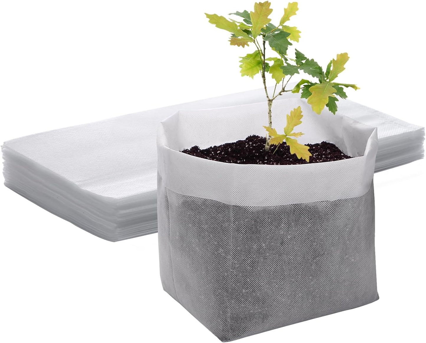 GREANER Biodegradable Plant Pots, 15.7"x14.2" Non-Woven Seedling Nursery Bags, 20-Pack Durable Garden Bags for Vegetable, Flower, Plant Grow