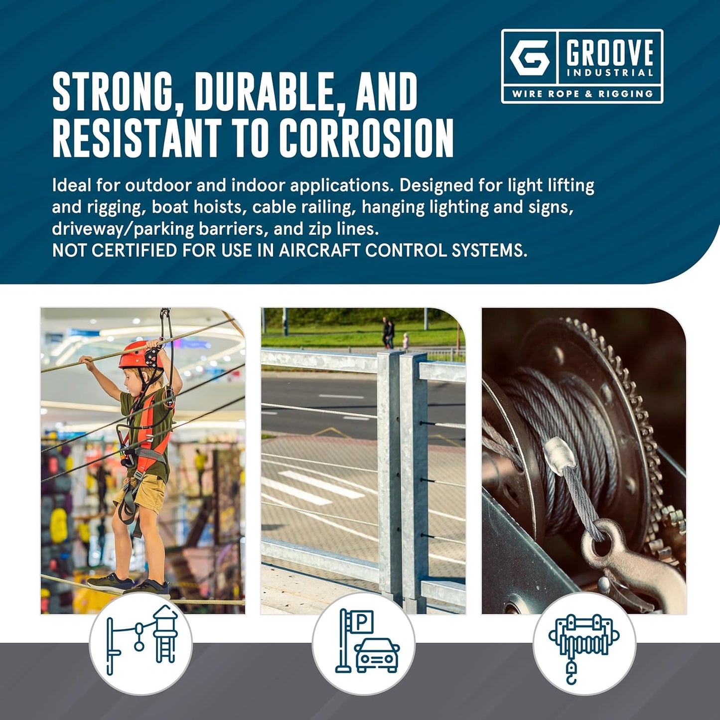 3/8’’ 7x19 Hot Dip Galvanized Aircraft Cable – Steel Wire Rope - 800 Feet