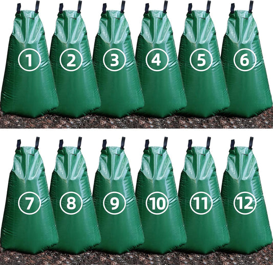 12 Pack 20 Gallon Tree Watering Bags, Reusable, Heavy Duty, Slow Release Water Bags for Trees, Premium PVC Tree Drip Irrigation Bags