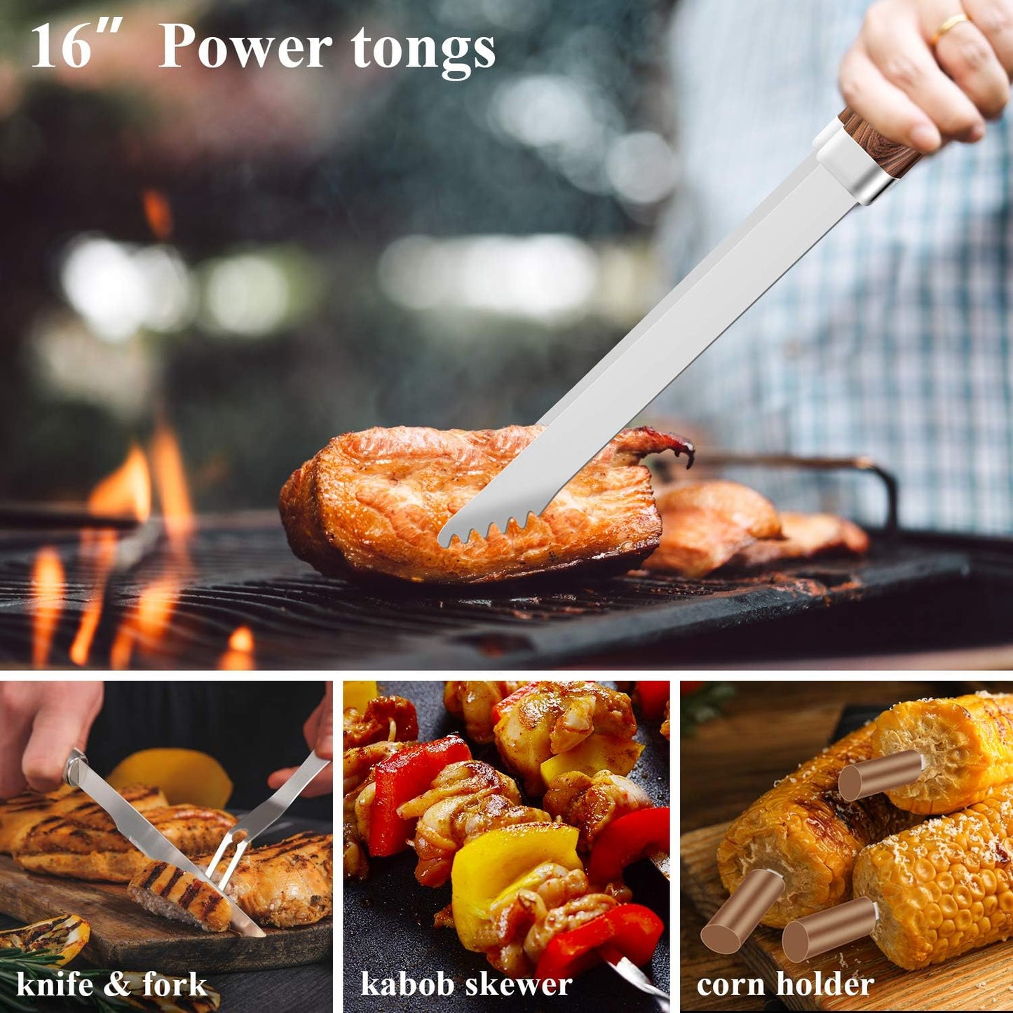ROMANTICIST 25pcs Extra Thick BBQ Grill Accessories, Fathers Day Grilling Gifts Set for Men Dad, Heavy Duty Grill Tools Utensils Kit with Spatula, Tongs in Aluminum Case for Birthday Brown