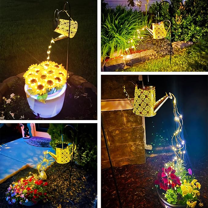 VOOKRY Solar Watering Can Lights, 2 Pack Large Hanging Solar Lights Outdoor Waterproof Garden Decor Outside for Patio Yard Porch Lawn Landscape Gardening Gifts for Mom Women Grandma Birthday
