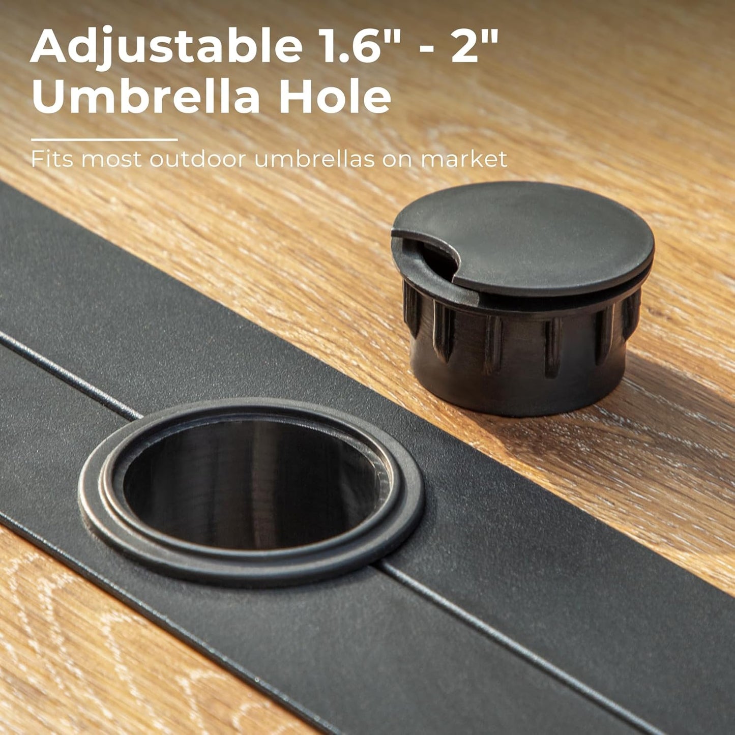 Outdoor Patio Dining Table for 6, 60" x 37" Rectangular Metal Patio Dining Table with Umbrella Hole for Garden, Backyard and Porch