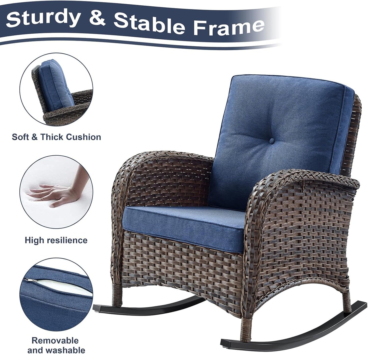 HUMMUH Patio Furniture 7-Piece PE Wicker Outdoor Conversation Set,All-Weather Swivel and Rocking Chairs,Glider Loveseat,Coffee Tables for Backyard,Poolside,Deck