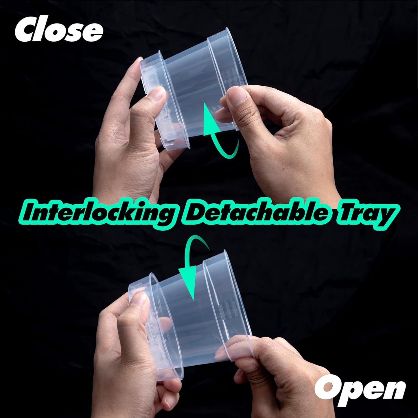 4 Inch Clear Plastic Plant Pot with Drainage Holes, Interlocking & Detachable Tray - Deep Saucer - Durable BPA-Free Plastic, Transparent Design, Raised Base for Airflow, Set of 24, 92-X-C-2